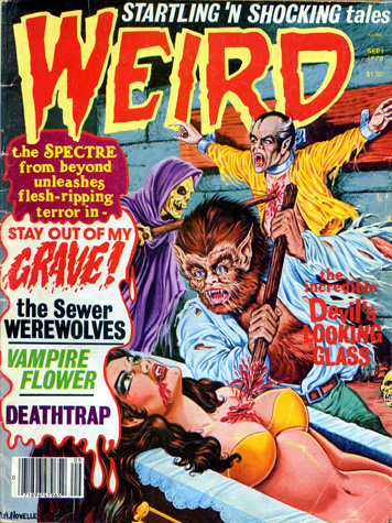 The magazine is called "Weird"